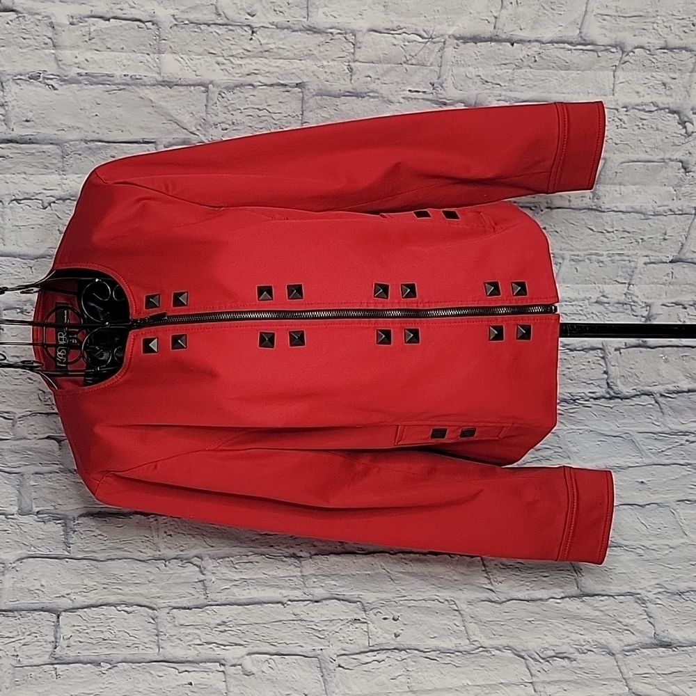 KASPER SPORTSWEAR Red and Black Zip Up Suit Jacket 10 Petite